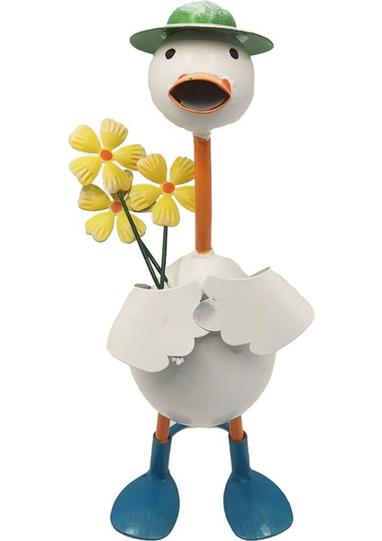 Bahçe Ördek Heykeli, Demir El Sanatları Figürleri, Ekilebilir Çiçek Vazolu Ayaklı Sanat Dekoru, Açık Hava Villası B Için Hava Koşullarına Dayanıklı (Yurt Dışından)