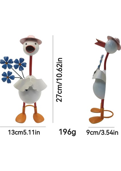 Bahçe Ördek Heykeli, Demir El Sanatları Figürleri, Ekilebilir Çiçek Vazolu Ayaklı Sanat Dekoru, Açık Hava Villası B Için Hava Koşullarına Dayanıklı (Yurt Dışından) modelleri