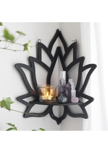 Lotus Köşe Raf Ahşap Duvar Montajlı Yüzen Raf Dekoratif Çiçek Bitki Sergileme Rafı Yatak Odası Kitap Odası Dekoru (Yurt Dışından) fiyatları