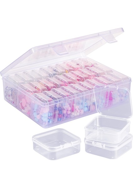 Boncuk Düzenleyici Kutusu, 30 Adet Küçük Şeffaf Plastik Saklama Kapları ile Büyük Şeffaf Kutu, Taşınabilir El Sanatları Saklama Kutusu (Yurt Dışından)