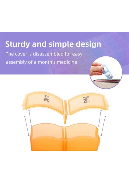 Aylık Hap Organizatörü Günde 2 Defa, 31 Günlük Hap Kutusu Vitamin ve Seyahat Ilacını Tutmak Için Küçük Bölmeler (Yurt Dışından) fiyatları