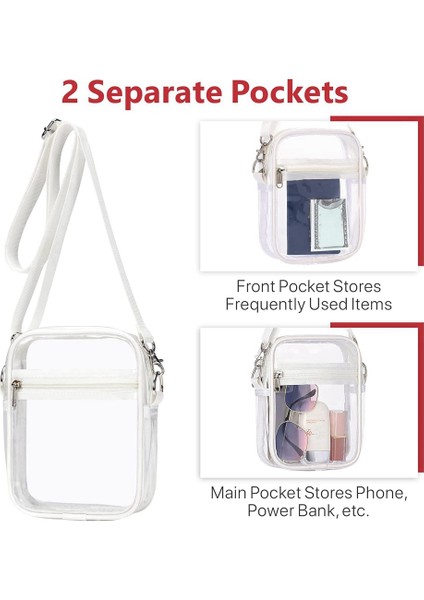 Şeffaf Çanta Stadyum Onaylı, Açık Hava Sporları Için Ayarlanabilir Omuz Askılı Şeffaf Çanta, Beyaz (Yurt Dışından) fırsatları