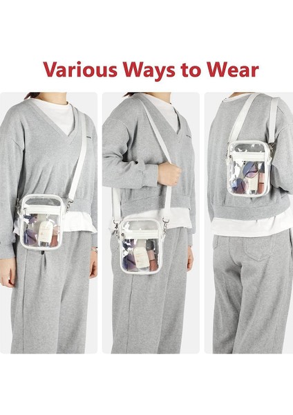 Şeffaf Çanta Stadyum Onaylı, Açık Hava Sporları Için Ayarlanabilir Omuz Askılı Şeffaf Çanta, Beyaz (Yurt Dışından) indirimleri