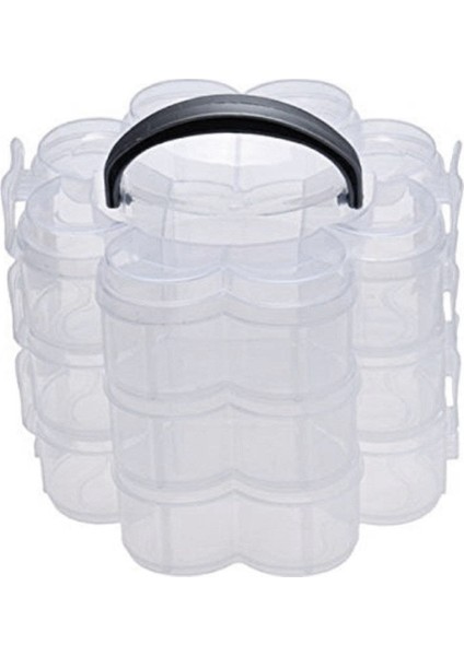 Katmanlı Şeffaf Plastik Istiflenebilir Organizatör Depolama Hobi Zanaat Kutusu Konteyner Mücevher Kutusu - Şeffaf (Yurt Dışından)