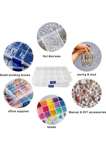 6 Adet Şeffaf Bölmeli Plastik Düzenleyici Kap Kutusu, Ayarlanabilir El Sanatları Aksesuarları ile Küçük Istiflenebilir Saklama Kutusu (Yurt Dışından) fırsatları