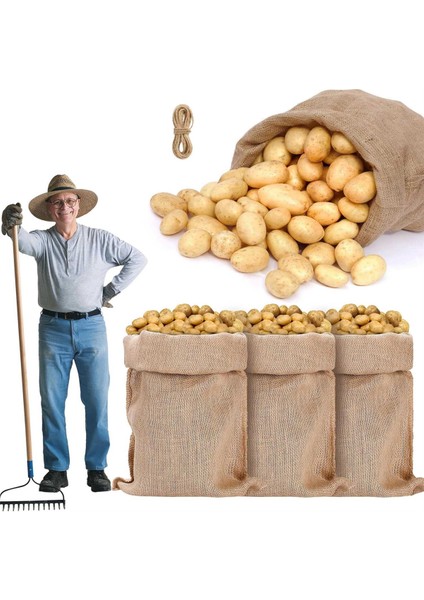4 Adet Ağır Hizmet Tipi Büyük Çuval Bezi Çanta, 40X24 Inç Kalınlaşmak Jüt Patates Depolama Çuvalları 32.8ft Halatlar, Yeniden Kullanılabilir Patates Torbaları (Yurt Dışından) fırsatları