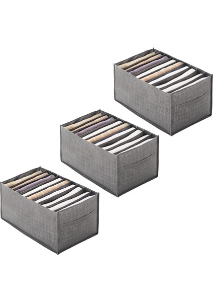 3 Parça Gardırop Düzenleyici, Saklama Kutuları, Kot Düzenleyici, Istiflenebilir Saklama Kutusu, Çekmeceli Dolap Için Gri Saklama Kutusu, B (Yurt Dışından)
