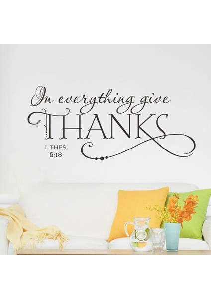 I Thes In 5:18 Incil Şükran Günü Alıntı Sanat Vinil Duvar Sticker Çıkartmaları Ev Dekor (Yurt Dışından) fiyatları