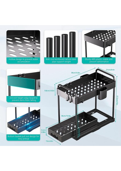 Mutfak Düzenleyici Masa Üstü Çift Katlı Çekmeceli Raf Dolap Çekmeceli Lavabo Rafı (Yurt Dışından) fiyatları