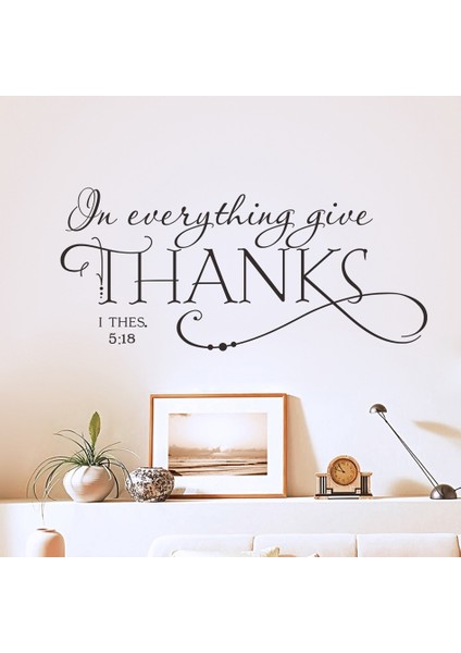 I Thes In 5:18 Incil Şükran Günü Alıntı Sanat Vinil Duvar Sticker Çıkartmaları Ev Dekor (Yurt Dışından) fırsatları
