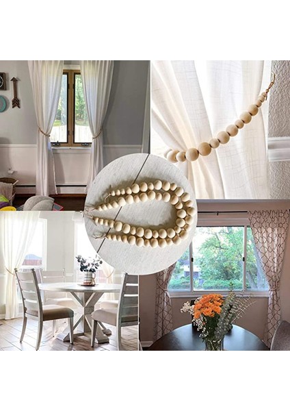 2cps Perde Kravat Arkalıkları, Doğal Ahşap Örtü Bağları, Pencere Işleme, Çiftlik Evi Garland, Boho Dekor Aksesuarları (Yurt Dışından) modelleri