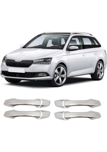 Skoda Fabia 3 Uyumlu 2014 ve Üzeri Krom Kapı Kolu 4 Kapı Paslanmaz Çelik