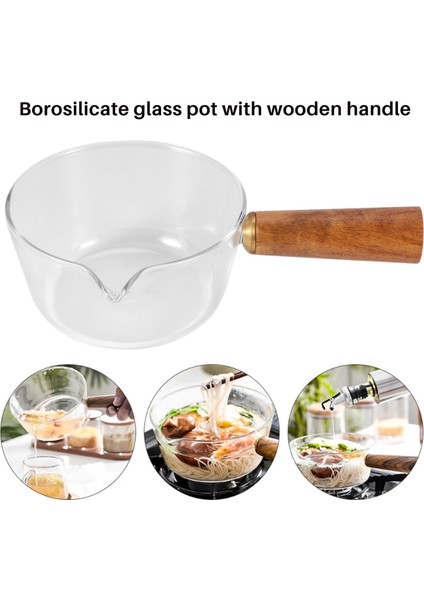 Ahşap Saplı Cam Süt Potu 400ML Salata Erişte Gaz Sobası Tencere Için Pişirme Potu (Yurt Dışından) fiyatları