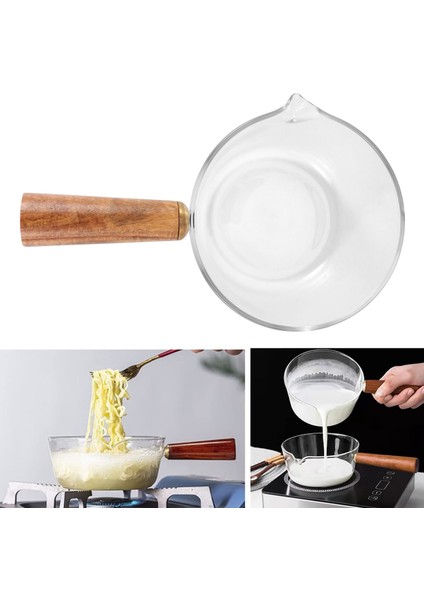 Ahşap Saplı Cam Süt Potu 400ML Salata Erişte Gaz Sobası Tencere Için Pişirme Potu (Yurt Dışından) fırsatları
