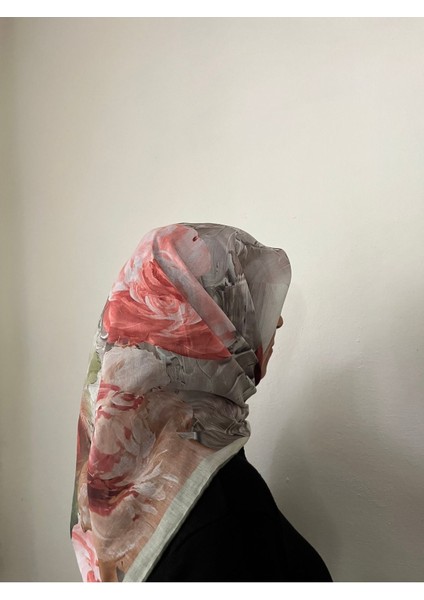 Çiçek Desenli Soft Eşarp Yeşil