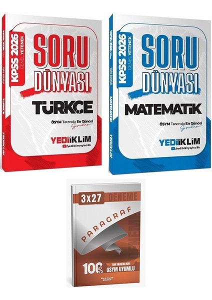 Yediiklim 2026 Kpss Türkçe + Matematik Soru Dünyası Soru Bankası 2 Li Set+Anla Kazan Paragraf