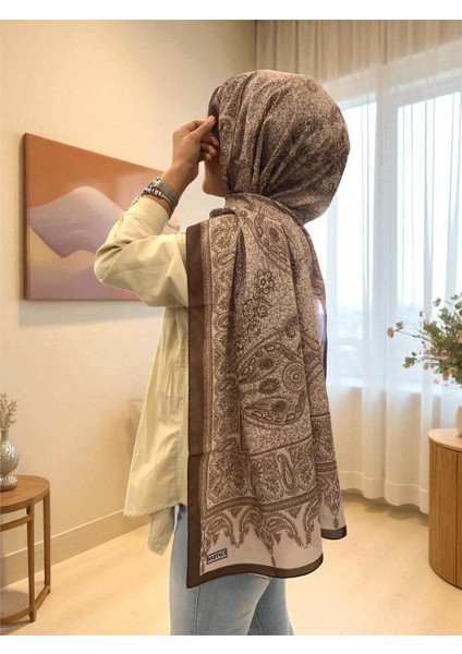 2025 Yaz Sezonu Kahverengi Kilim Desen Şal