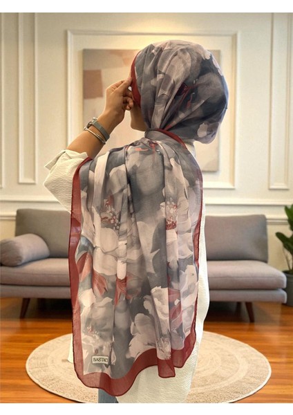Soft Çiçek 0348 Bordo Şal