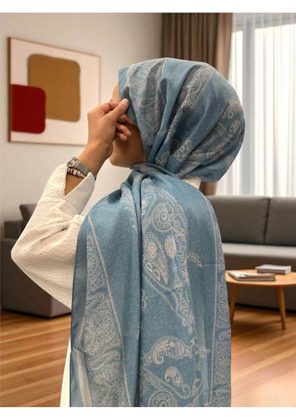 2025 Yaz Sezonu Kot Mavi Kilim Desen Şal fiyatları