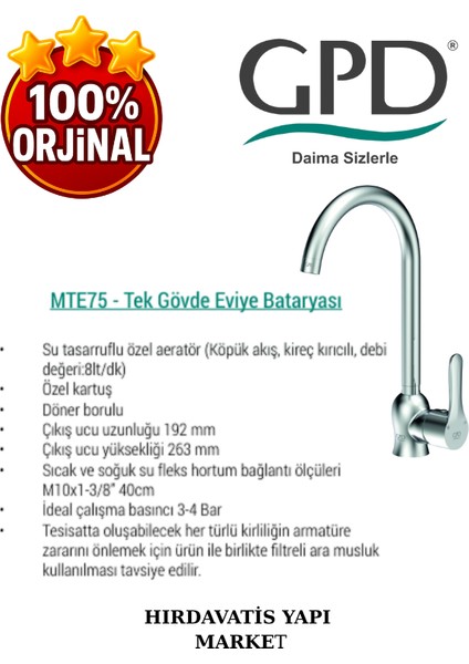 Felis MTE75 Tek Gövde Eviye Bataryası fırsatları