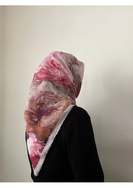 Çiçek Desenli Soft Eşarp Bordo
