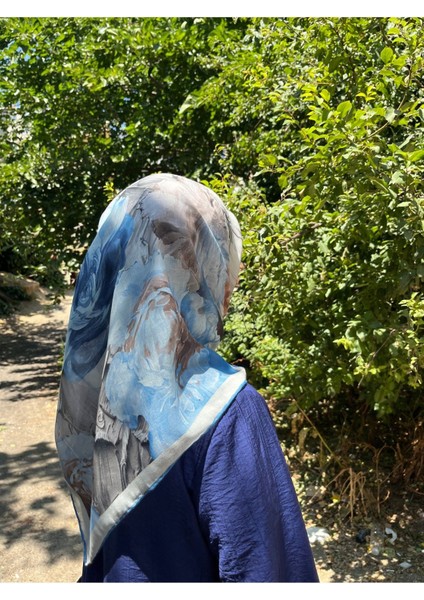 Çiçek Desenli Soft Eşarp Mavi fiyatları