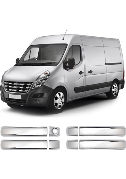 Renault Master Uyumlu 2010 ve Üzeri Krom Kapı Kolu 4 Kapı Paslanmaz Çelik