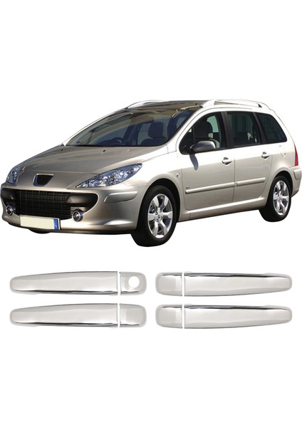 Peugeot 307 Uyumlu 2001-2008 Krom Kapı Kolu 4 Kapı Paslanmaz Çelik