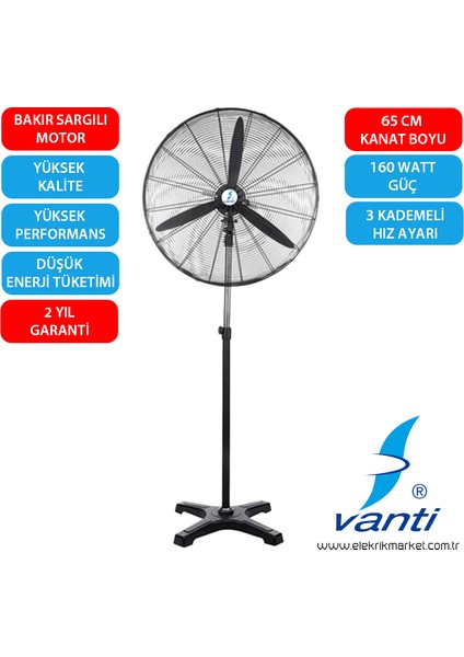 -KCF291-AY-SANAYİ Tipi Ayakli Vantilatör 65CM Ynsmr