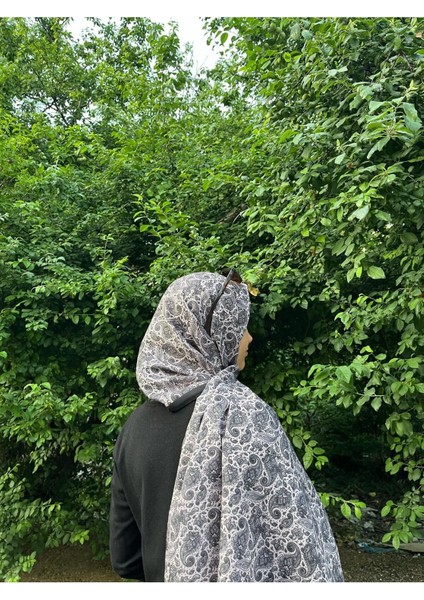 Kokulu Etnik Desen Siyah Soft Şal 75X180