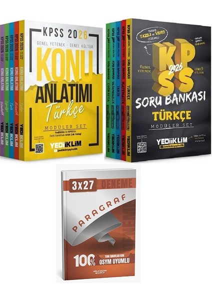 Yediiklim 2026 Kpss Genel Yetenek Genel Kültür Konu Anlatımı + Soru Bankası Modüler 2 Li Set+Anla Kazan Paragraf