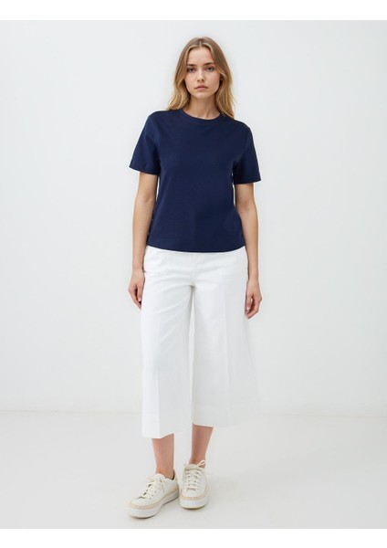 Lacivert %100 Pamuk Bisiklet Yaka Kısa Kollu Örme Tişört fiyatları