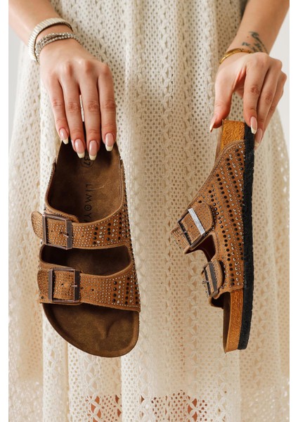 Aire Vizon Çift Bantlı Taş Detaylı Terlik