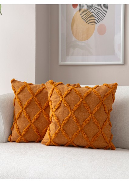Sarmal Desenli Punch Işlemeli Keten Kırlent Kılıfı, Puantiyeli Kırlent Kılıfı, 43X43CM fırsatları