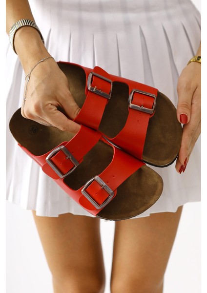 Beti Kırmızı Çift Bantlı Terlik fiyatları