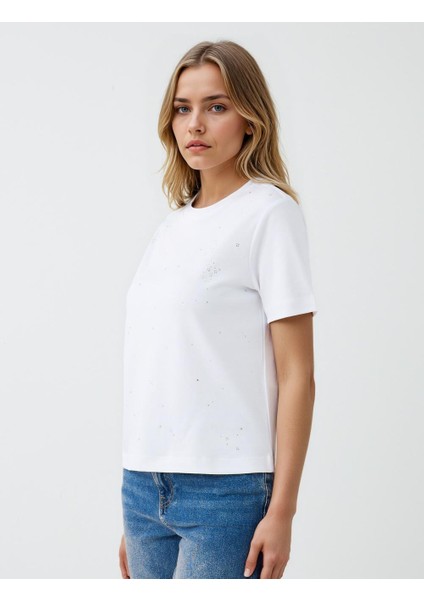 Beyaz %100 Pamuk Kısa Kollu Basic Örme Tişört modelleri