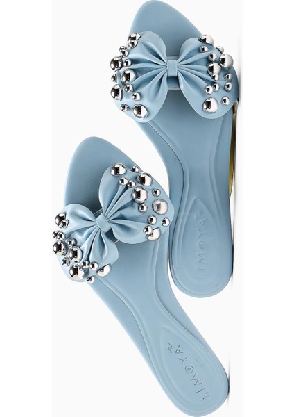 Dotty Bebe Mavi Kabara Zımbalı Fiyonklu Kadın Terlik