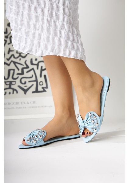 Dotty Bebe Mavi Kabara Zımbalı Fiyonklu Kadın Terlik fırsatları