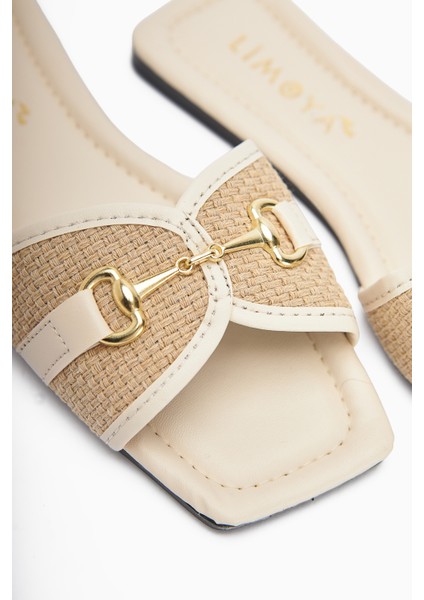 Elanor Bej Tokalı Düz Tabanlı Kadın Terlik modelleri