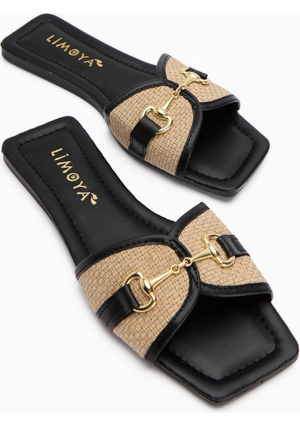 Elanor Siyah Tokalı Düz Tabanlı Kadın Terlik modelleri