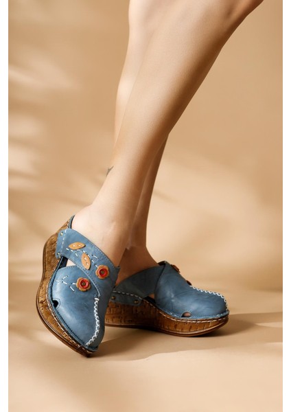 Hakiki Deri Alto Dolgu Terlik Eskitme Tabanlı Comfort Terlik