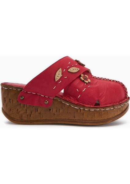 Hakiki Deri Alto Kırmızı Dolgu Terlik Eskitme Tabanlı Comfort Terlik fiyatları