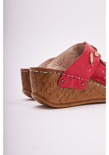 Hakiki Deri Alto Kırmızı Dolgu Terlik Eskitme Tabanlı Comfort Terlik modelleri