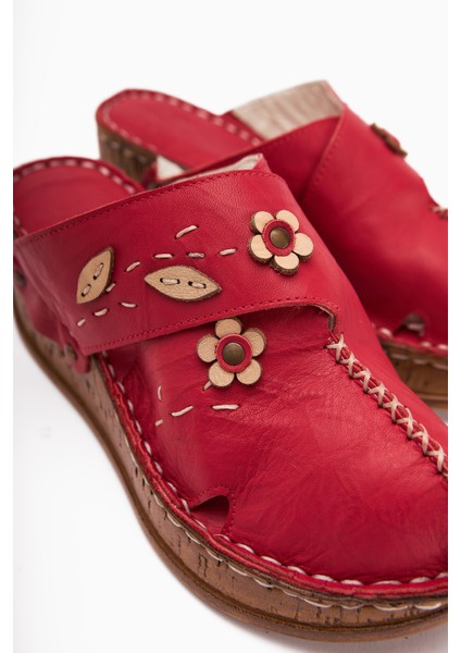 Hakiki Deri Alto Kırmızı Dolgu Terlik Eskitme Tabanlı Comfort Terlik fırsatları