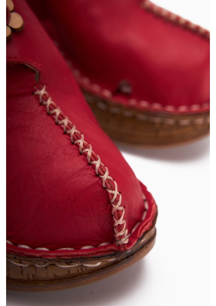 Hakiki Deri Alto Kırmızı Dolgu Terlik Eskitme Tabanlı Comfort Terlik indirimleri