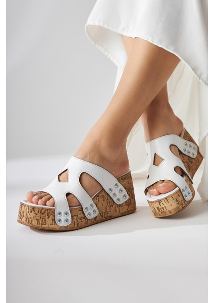 Freya Beyaz Vida Detaylı Kadın Terlik indirimleri