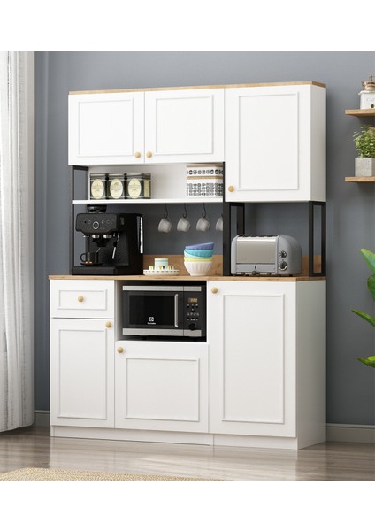 Vista Çıtalı 2+1 Modüllü 6 Kapaklı Çok Amaçlı Kahve Köşesi Dolabı Aytaşı