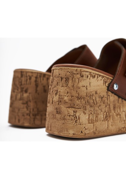 Ratka Taba Çift Bantlı Platform Topuklu Kadın Terlik modelleri