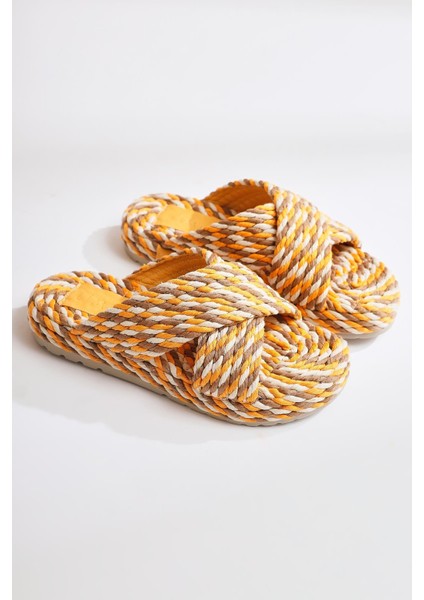 Leiya Hardal Çapraz Bantlı Halat Terlik