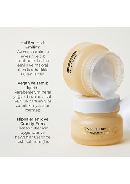 Glow Rice Cream Onarıcı Nemlendirici Krem Hassas ve Kuru Cilt Kore 50ml modelleri